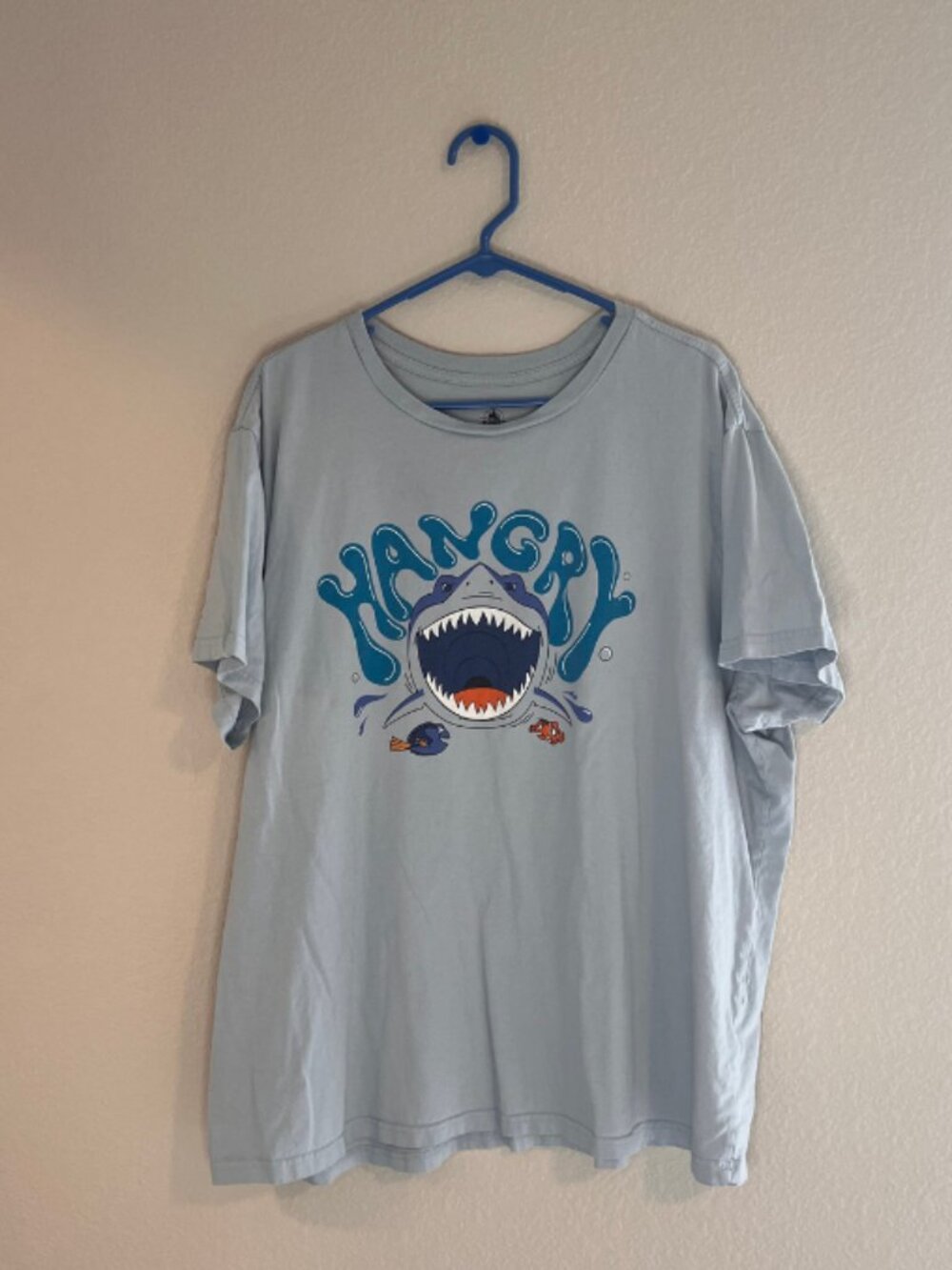 Disney Finding Nemo Hangry Shark Graphic T-Shirt Light Blue XXL